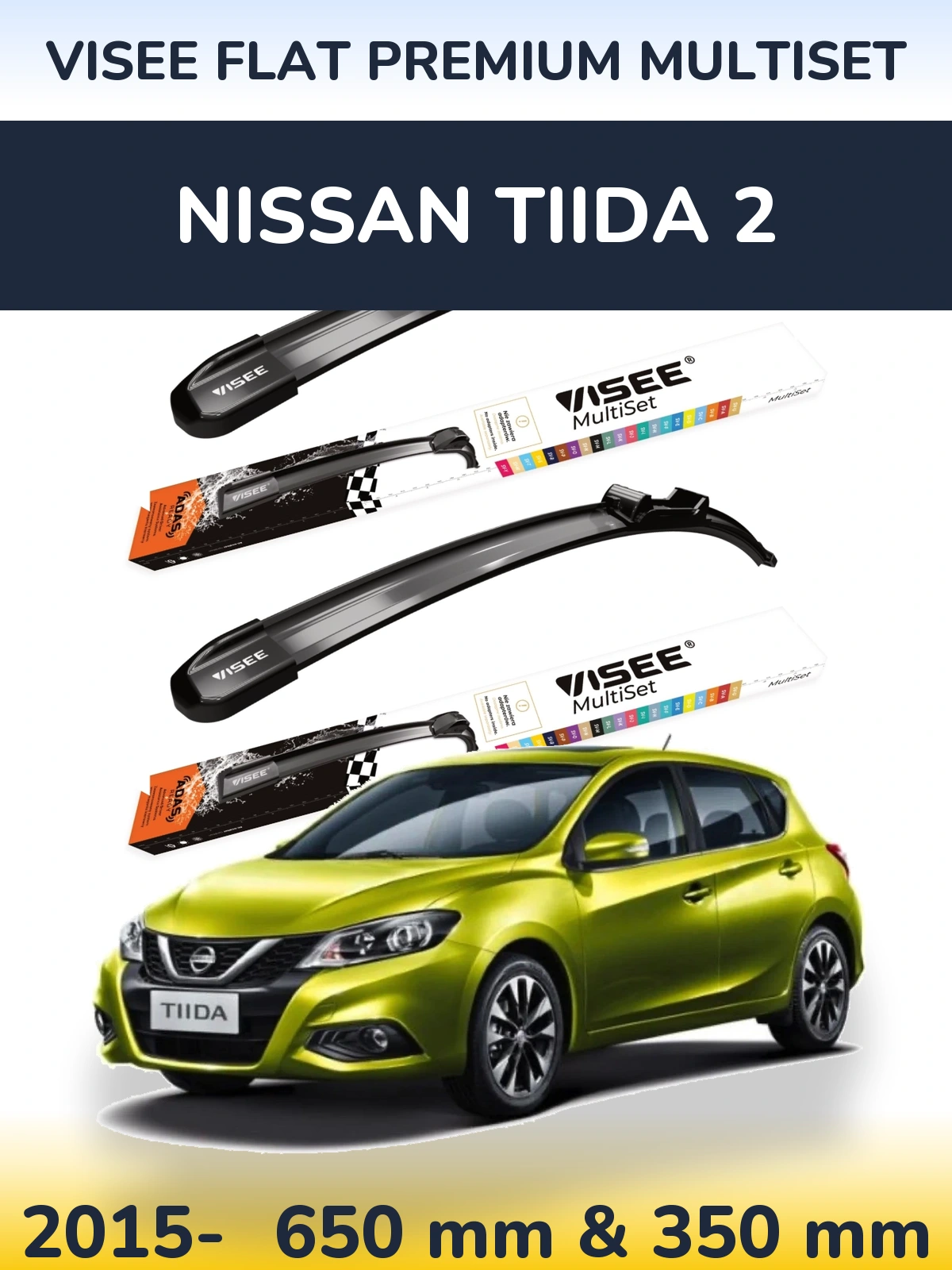 Torkarblad VISEE FLAT PREMIUM MultiSet för Nissan Tiida 2