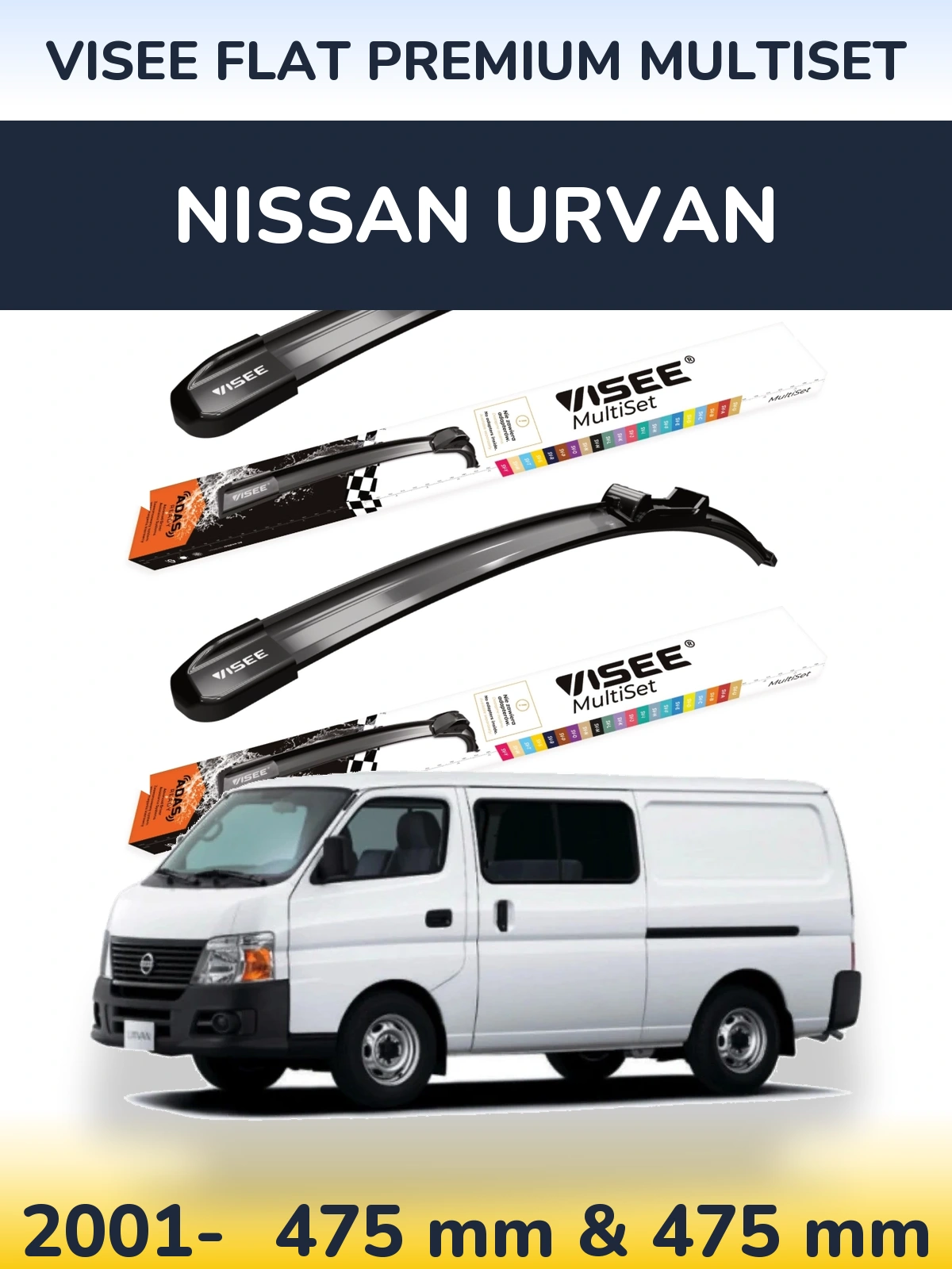 Torkarblad VISEE FLAT PREMIUM MultiSet för Nissan Urvan