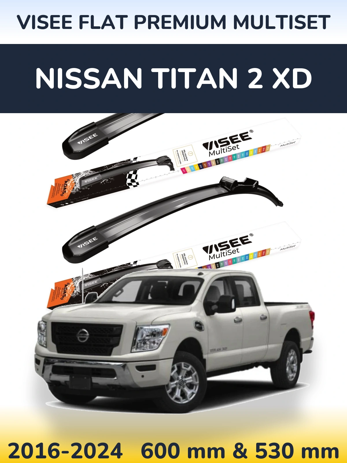 Torkarblad VISEE FLAT PREMIUM MultiSet för Nissan Titan 2 XD