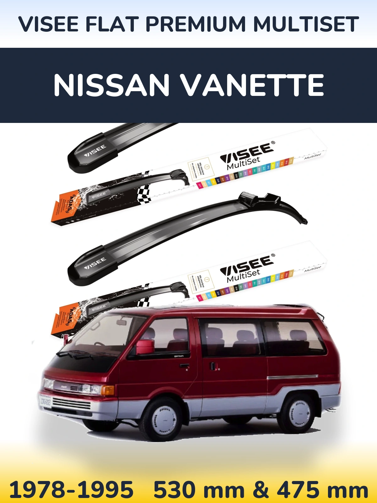 Torkarblad VISEE FLAT PREMIUM MultiSet för Nissan Vanette