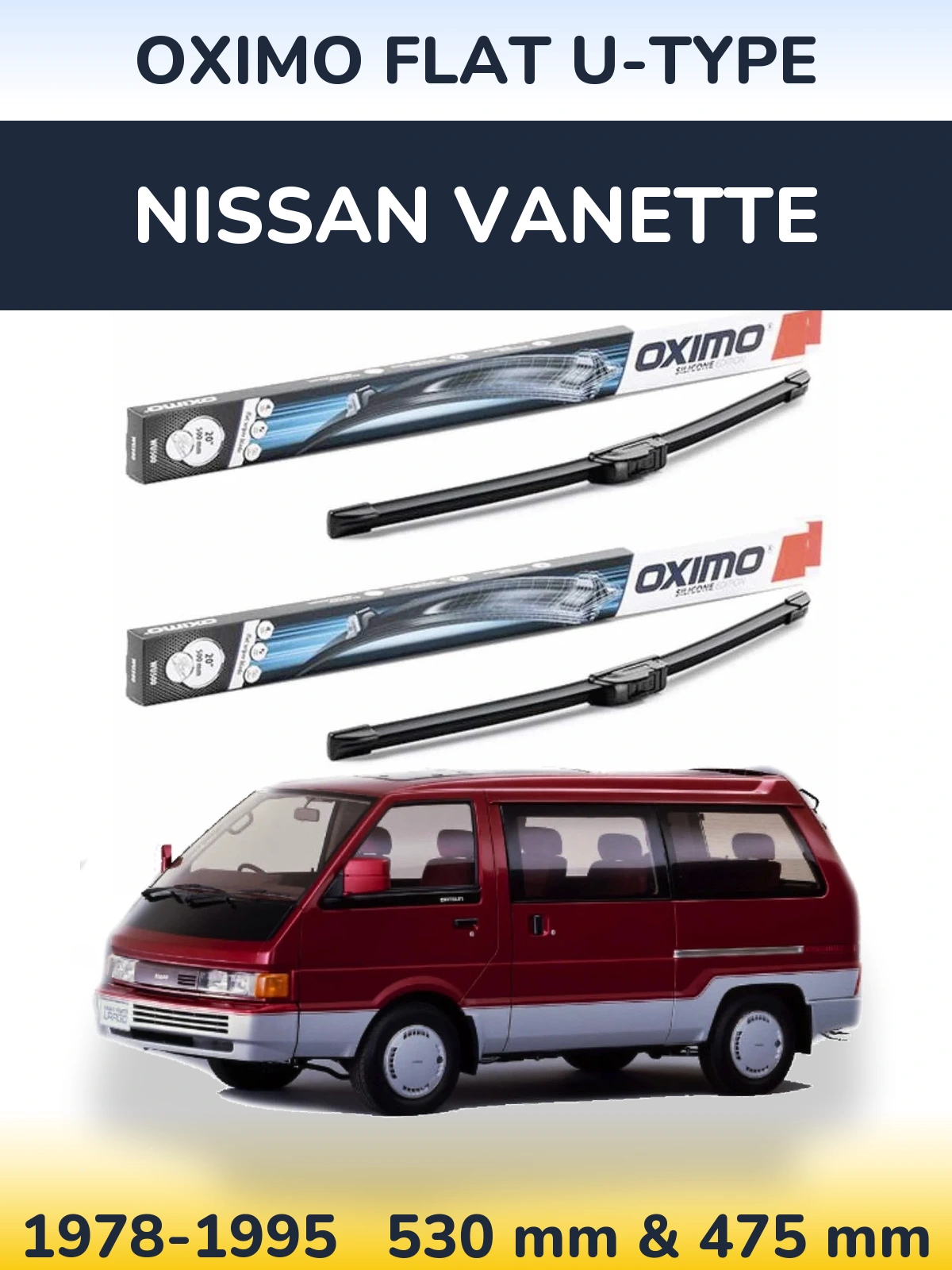 Torkarblad Oximo Flat U-type för Nissan Vanette