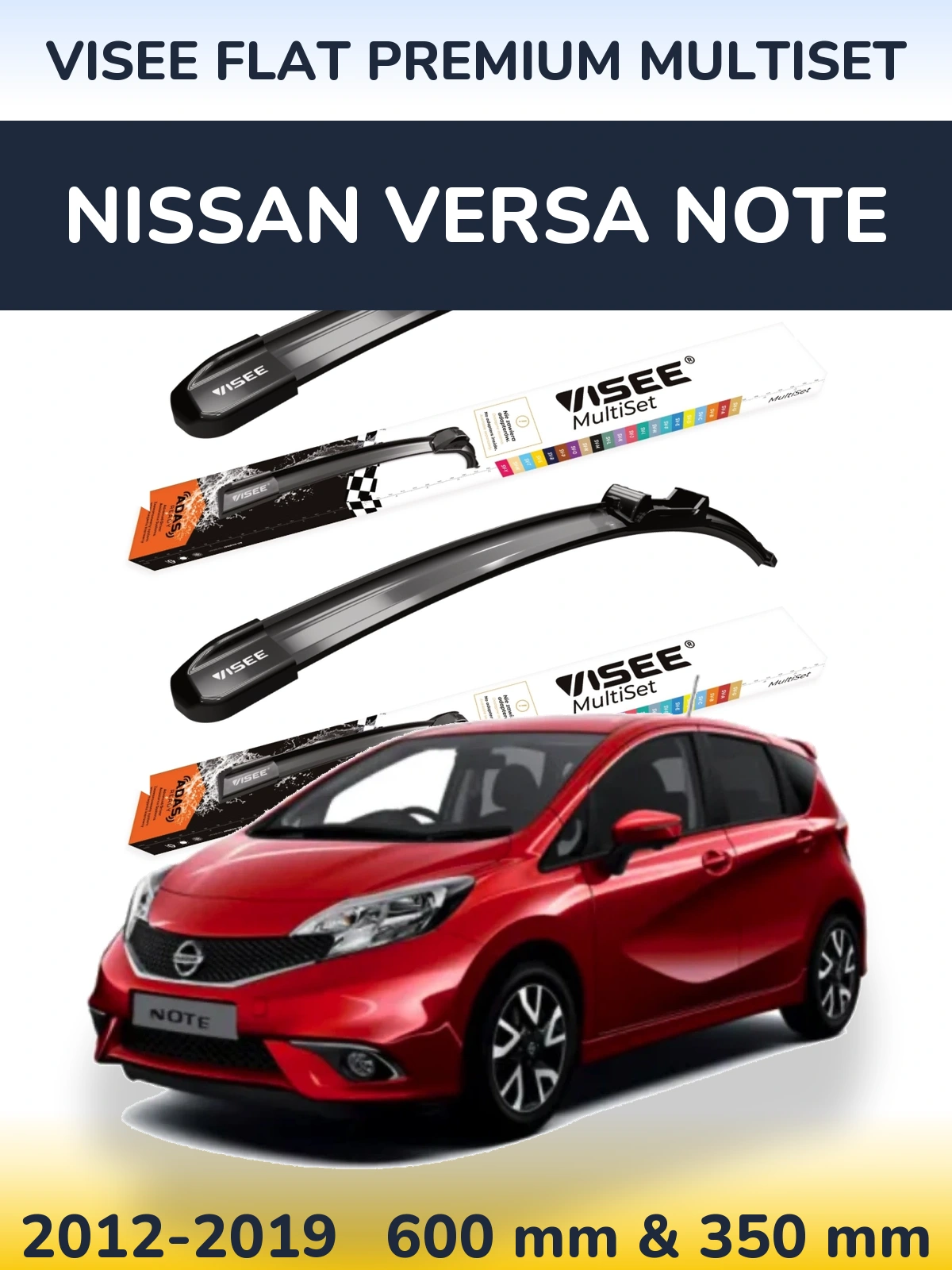 Torkarblad VISEE FLAT PREMIUM MultiSet för Nissan Versa Note