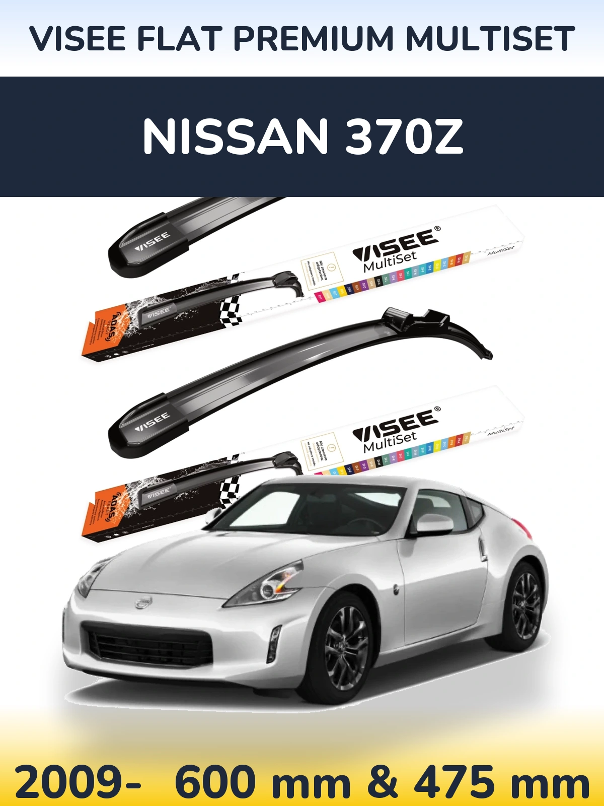 Torkarblad VISEE FLAT PREMIUM MultiSet för Nissan 370Z