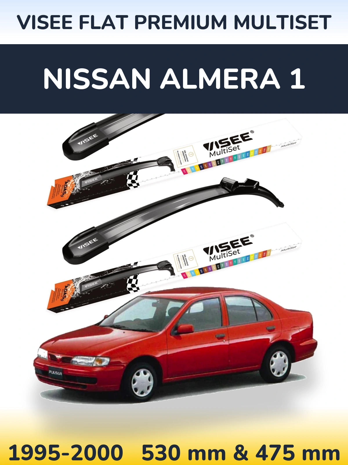 Torkarblad VISEE FLAT PREMIUM MultiSet för Nissan Almera 1