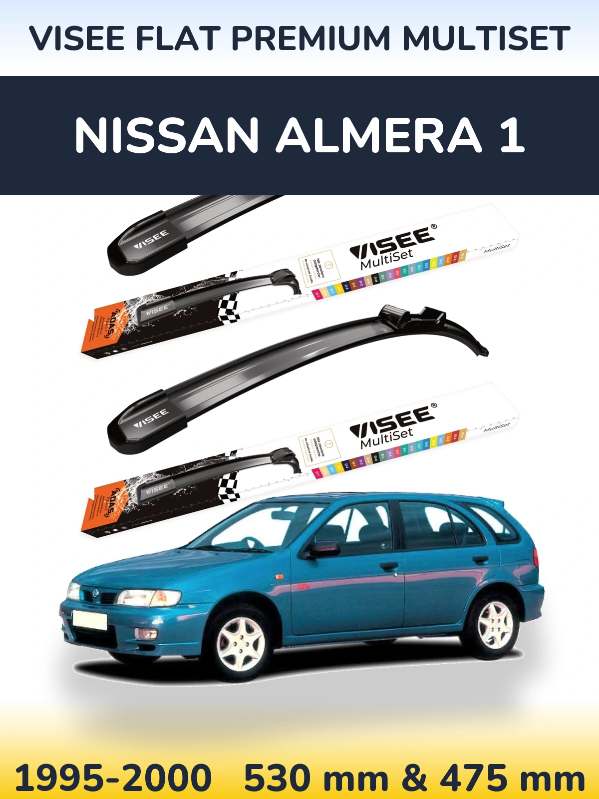 Torkarblad VISEE FLAT PREMIUM MultiSet för Nissan Almera 1