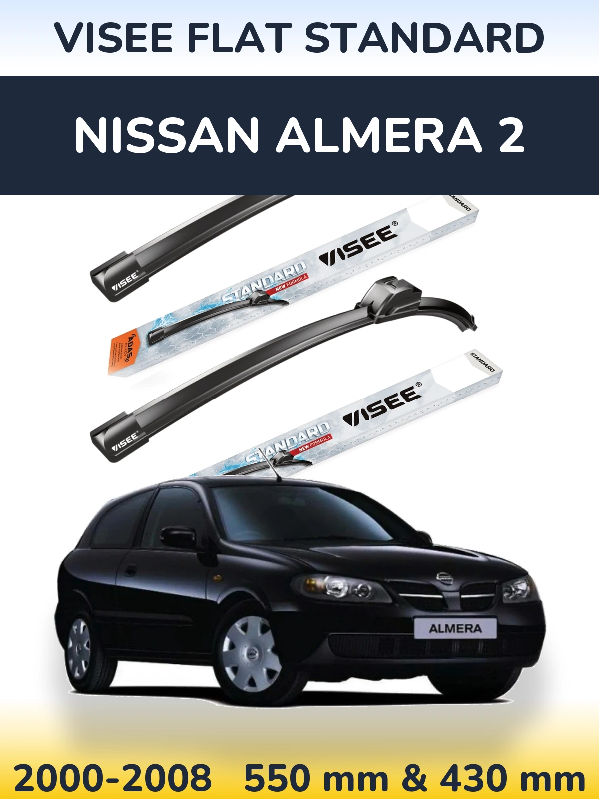 Torkarblad VISEE FLAT STANDARD för Nissan Almera 2