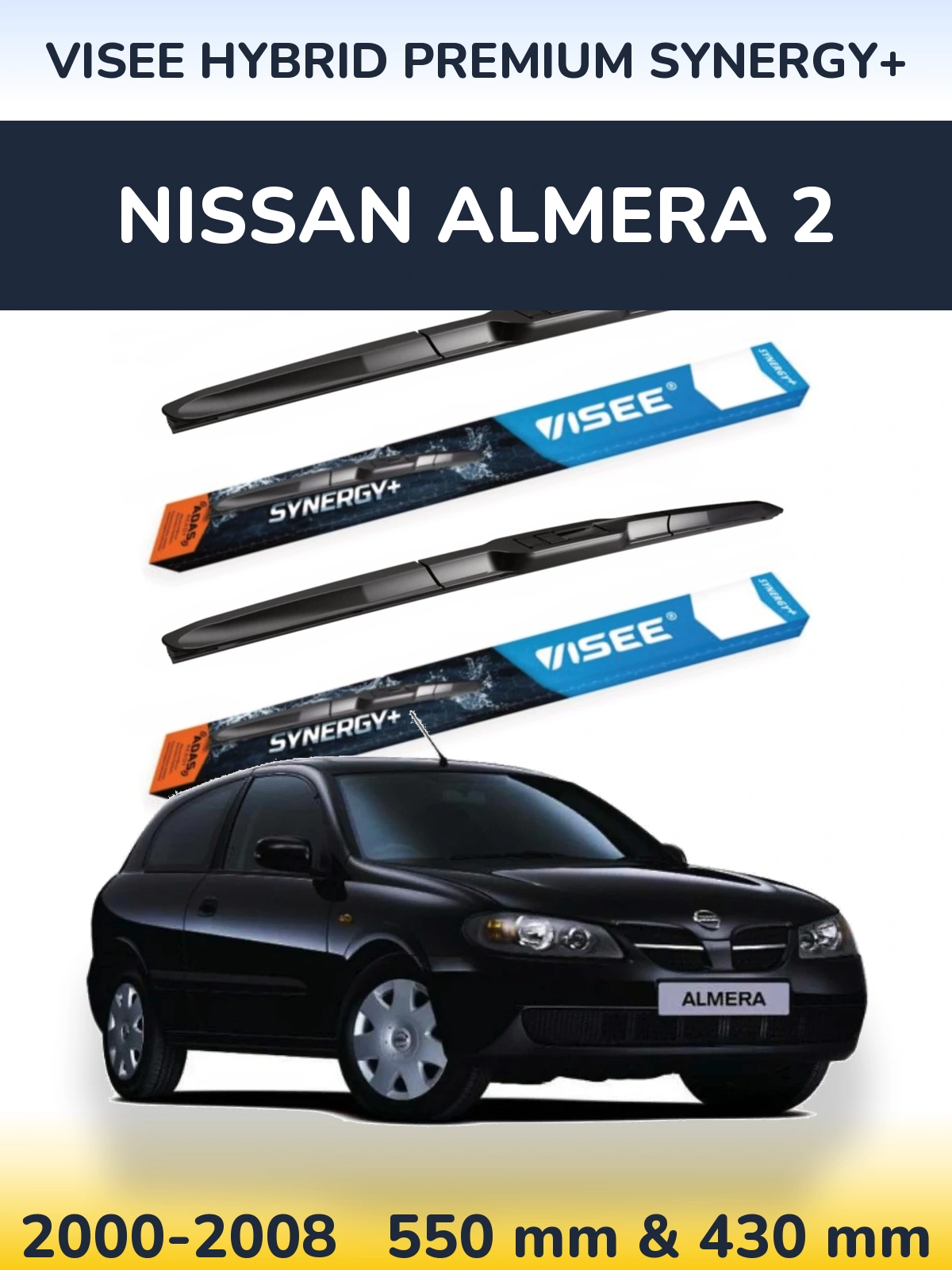 Torkarblad VISEE HYBRID PREMIUM SYNERGY+ för Nissan Almera 2