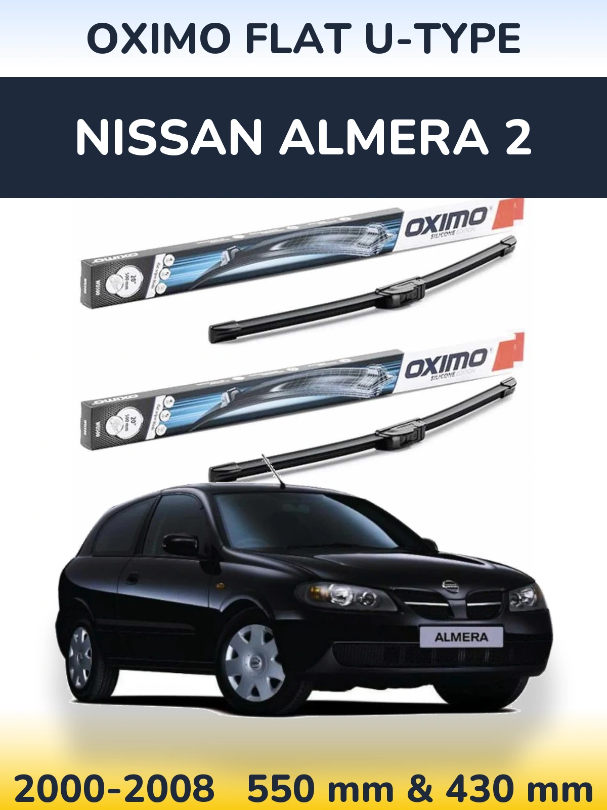 Torkarblad Oximo Flat U-type för Nissan Almera 2