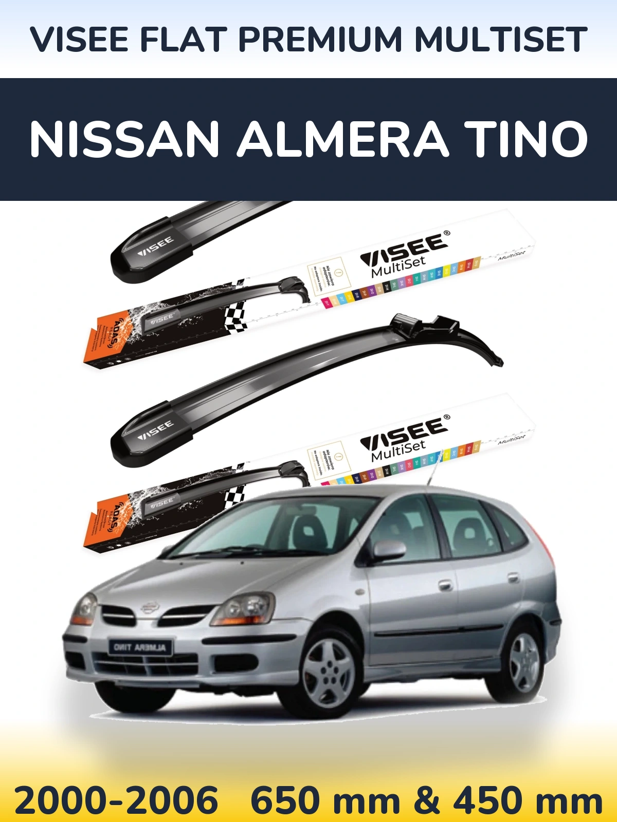 Torkarblad VISEE FLAT PREMIUM MultiSet för Nissan Almera Tino