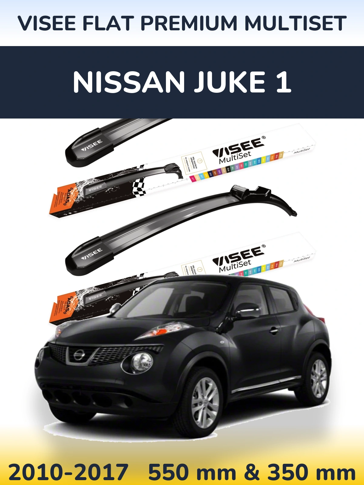 Torkarblad VISEE FLAT PREMIUM MultiSet för Nissan Juke 1