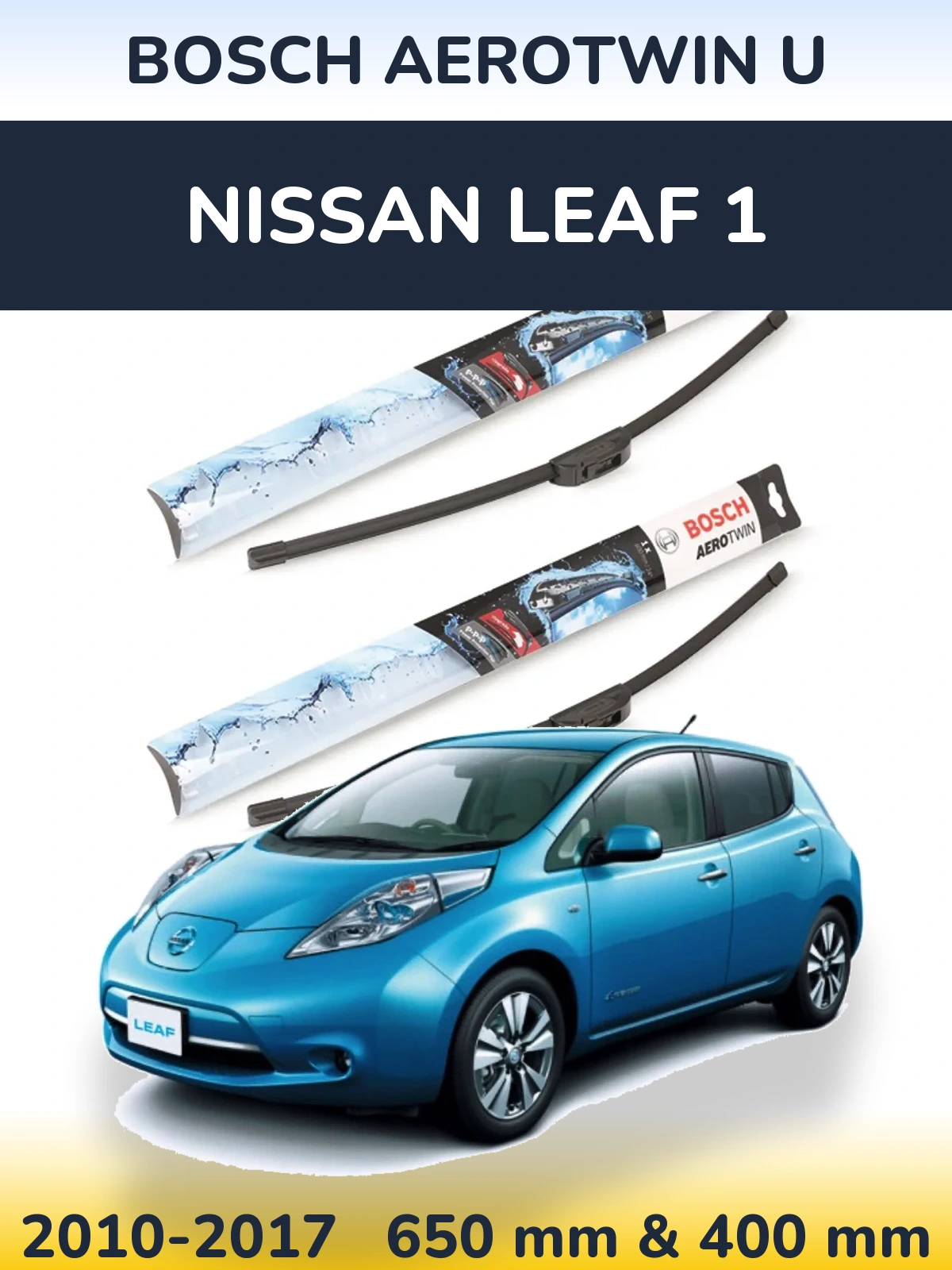Комплект передніх щіток BOSCH AeroTwin U 650 & 400 мм для Nissan Leaf 1 2010-2017