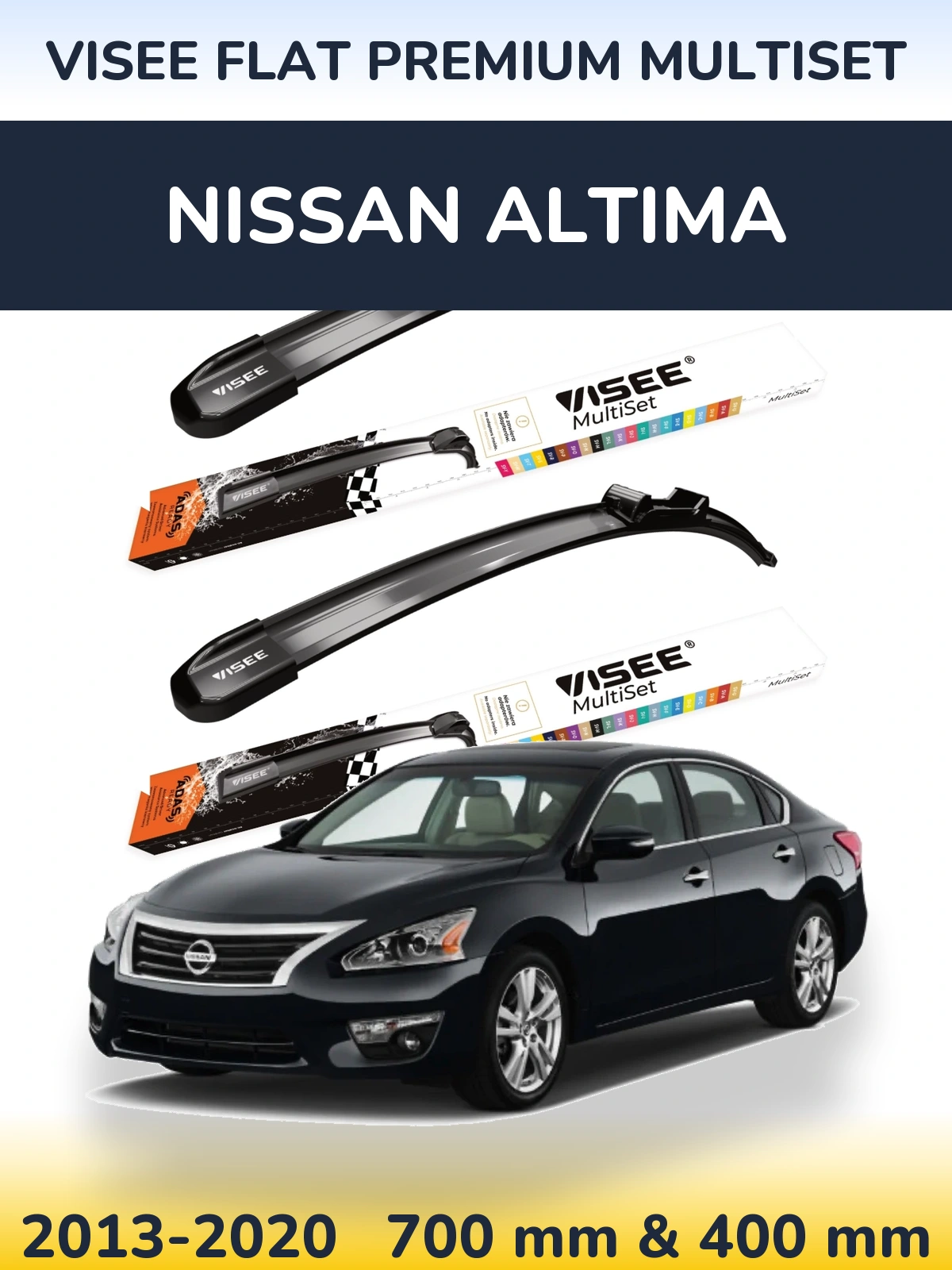Front wiper blade set VISEE FLAT PREMIUM MultiSet 700 & 400 mm for Nissan Altima 2013-2020