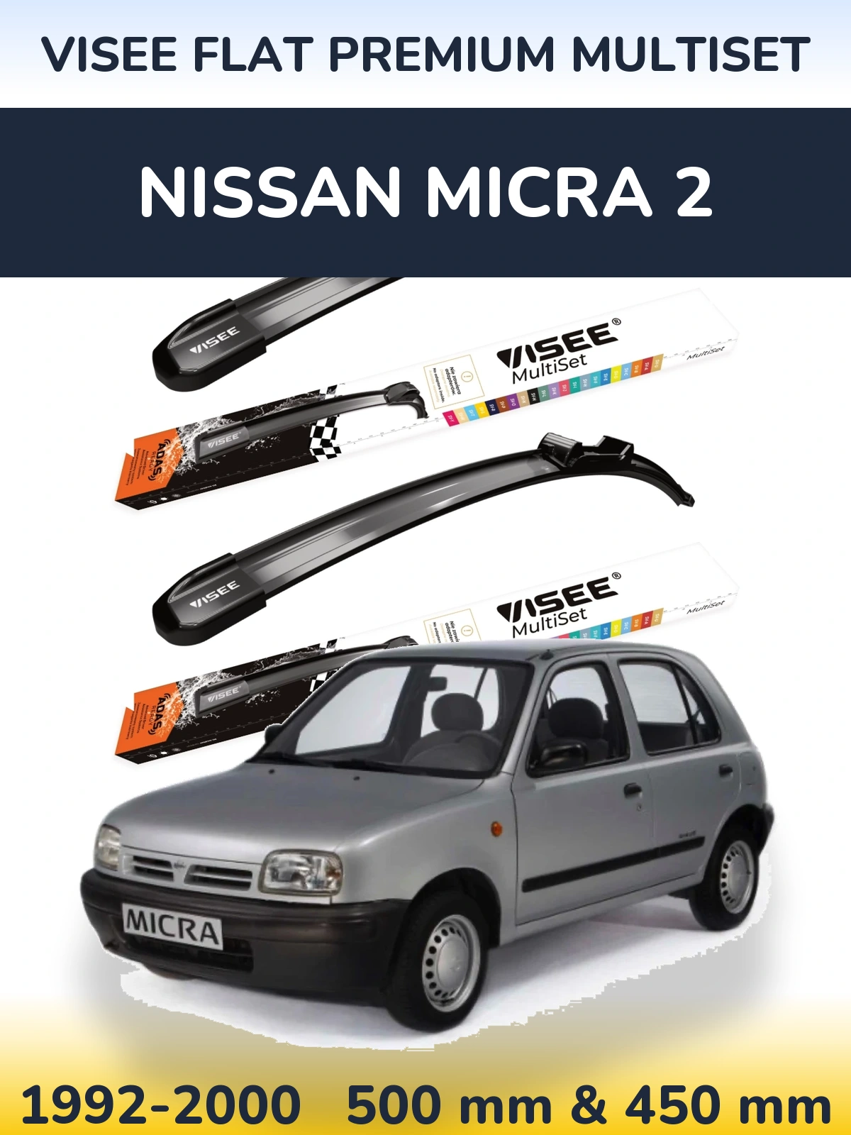 Torkarblad VISEE FLAT PREMIUM MultiSet för Nissan Micra 2