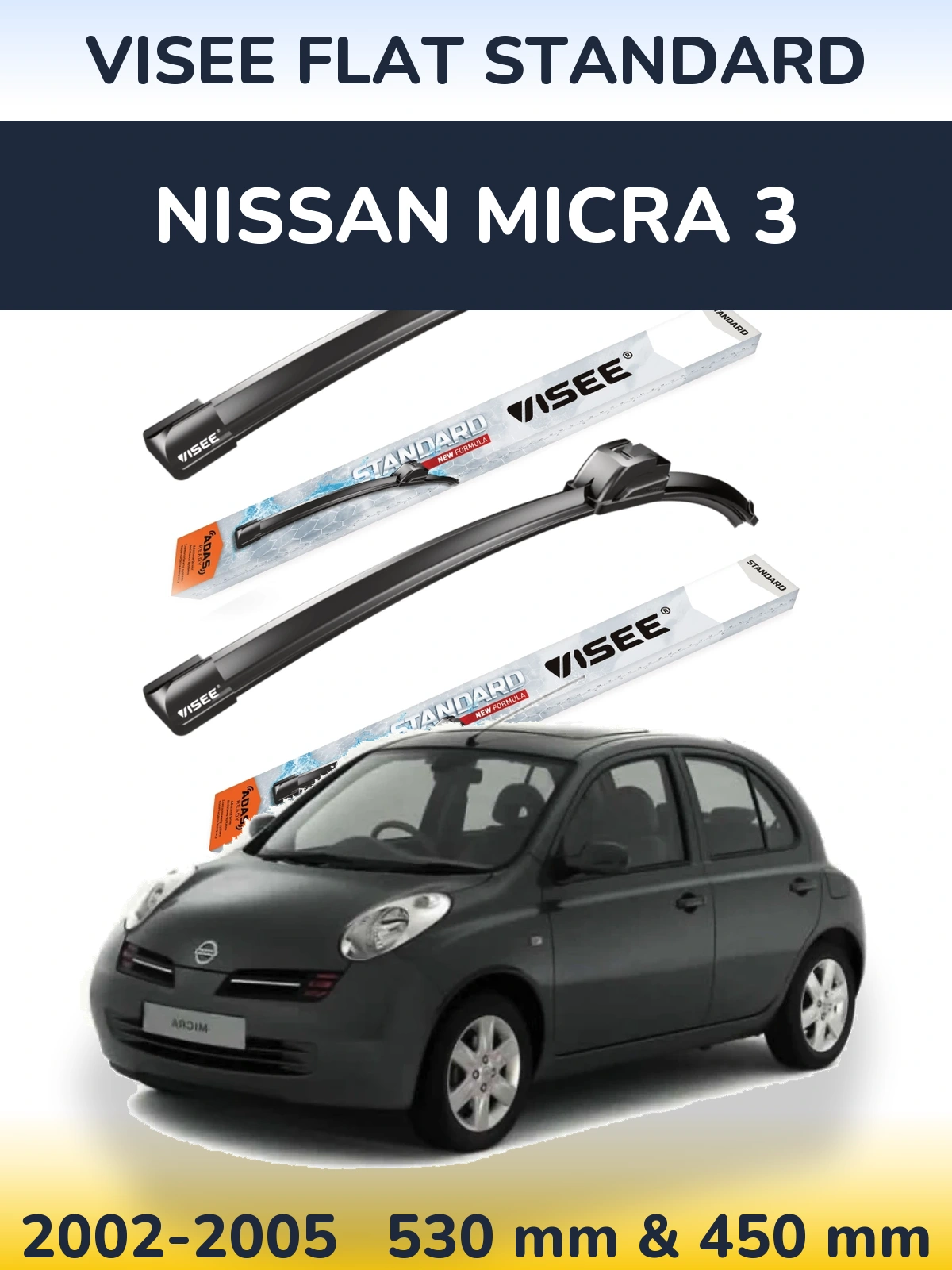 Torkarblad VISEE FLAT STANDARD för Nissan Micra 3