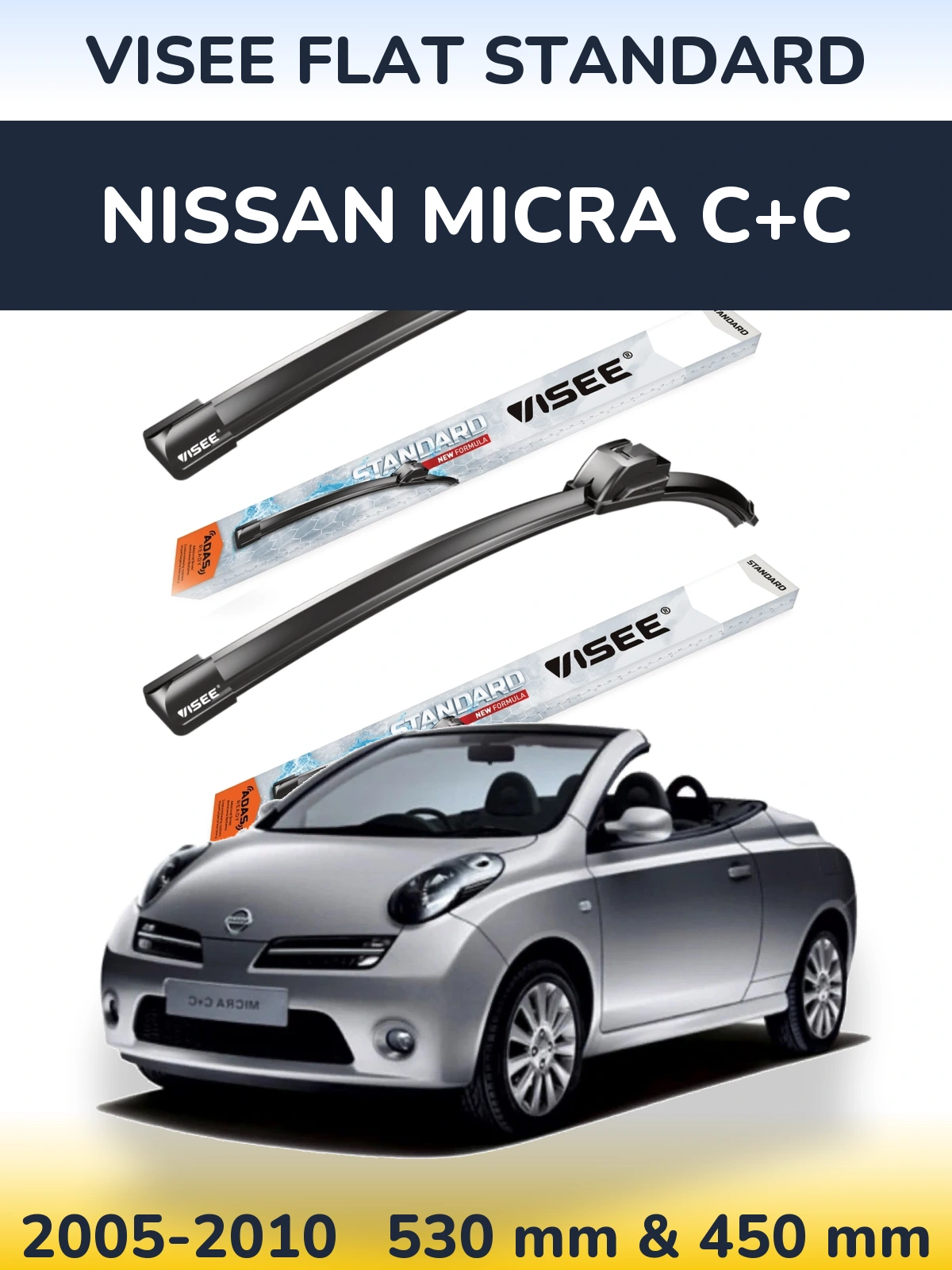 Torkarblad VISEE FLAT STANDARD för Nissan Micra C+C
