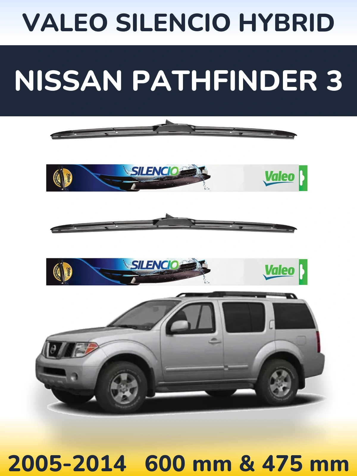 Torkarblad Valeo Silencio Hybrid för Nissan Pathfinder 3