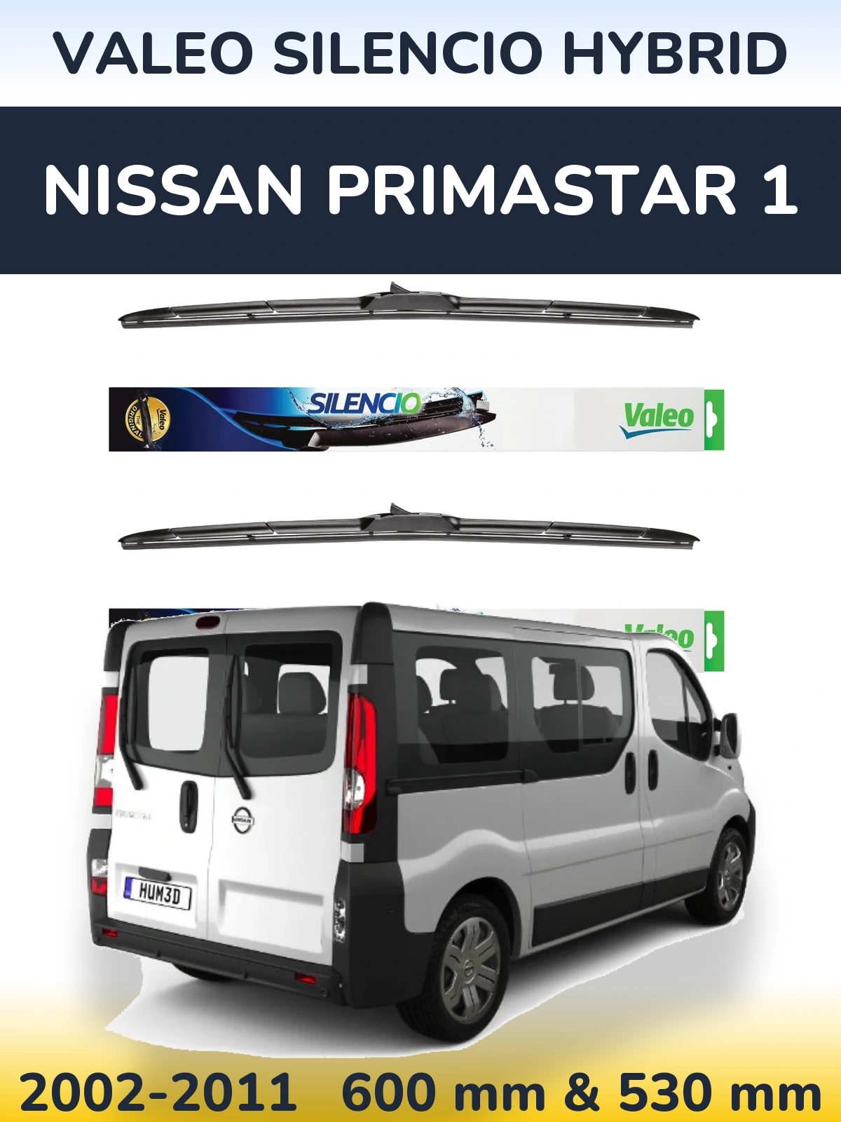 Комплект передніх щіток Valeo Silencio Hybrid 600 & 530 мм для Nissan Primastar 1 2002-2011