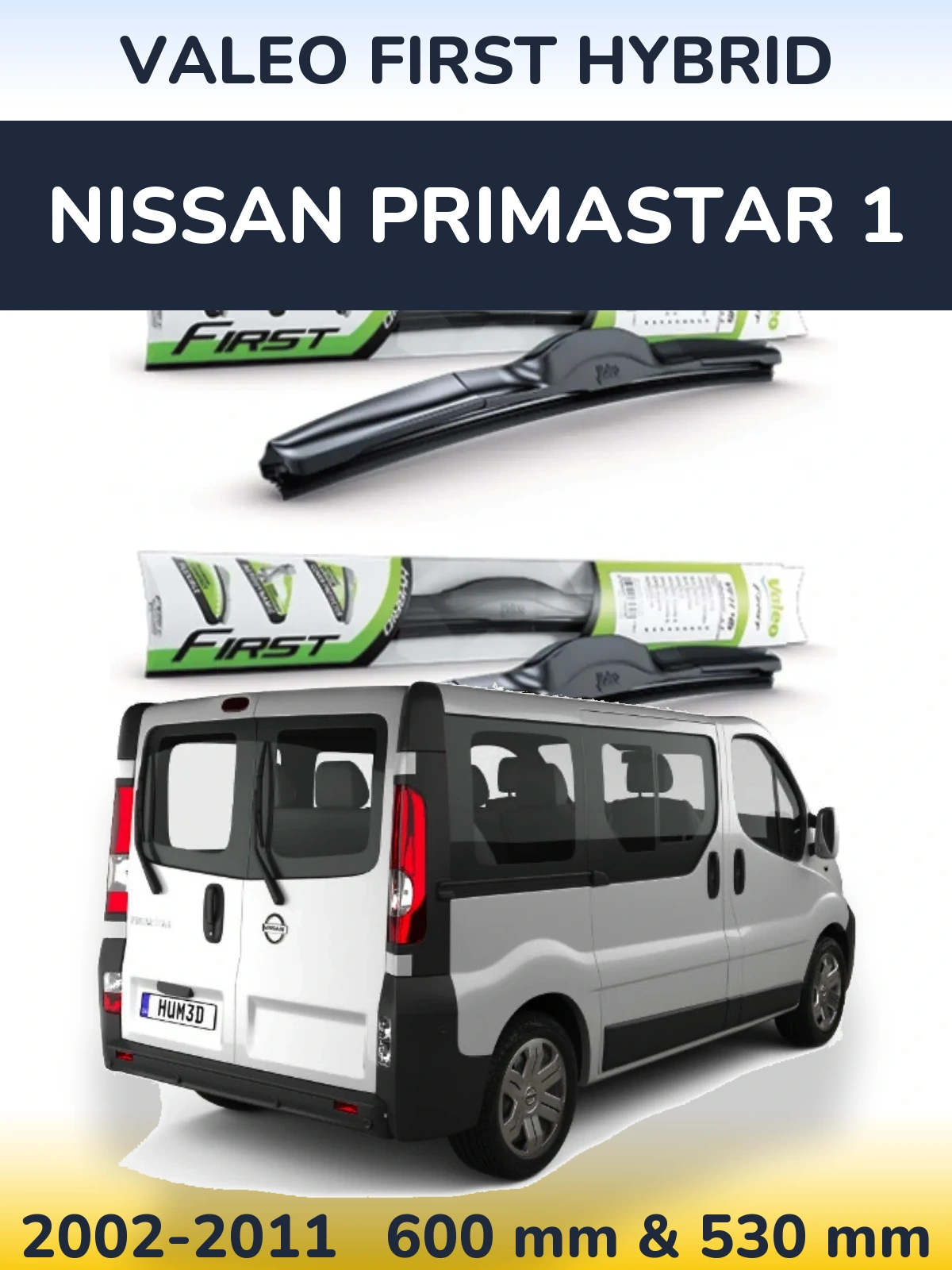 Комплект передніх щіток Valeo First Hybrid 600 & 530 мм для Nissan Primastar 1 2002-2011
