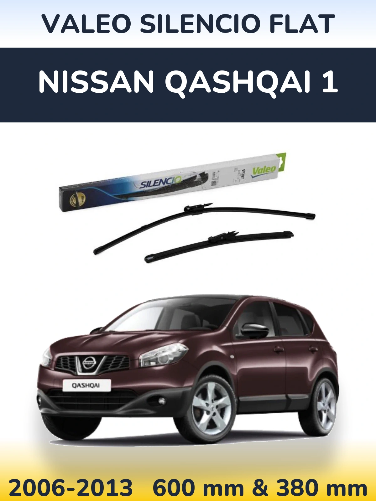 Torkarblad Valeo Silencio Flat för Nissan Qashqai 1