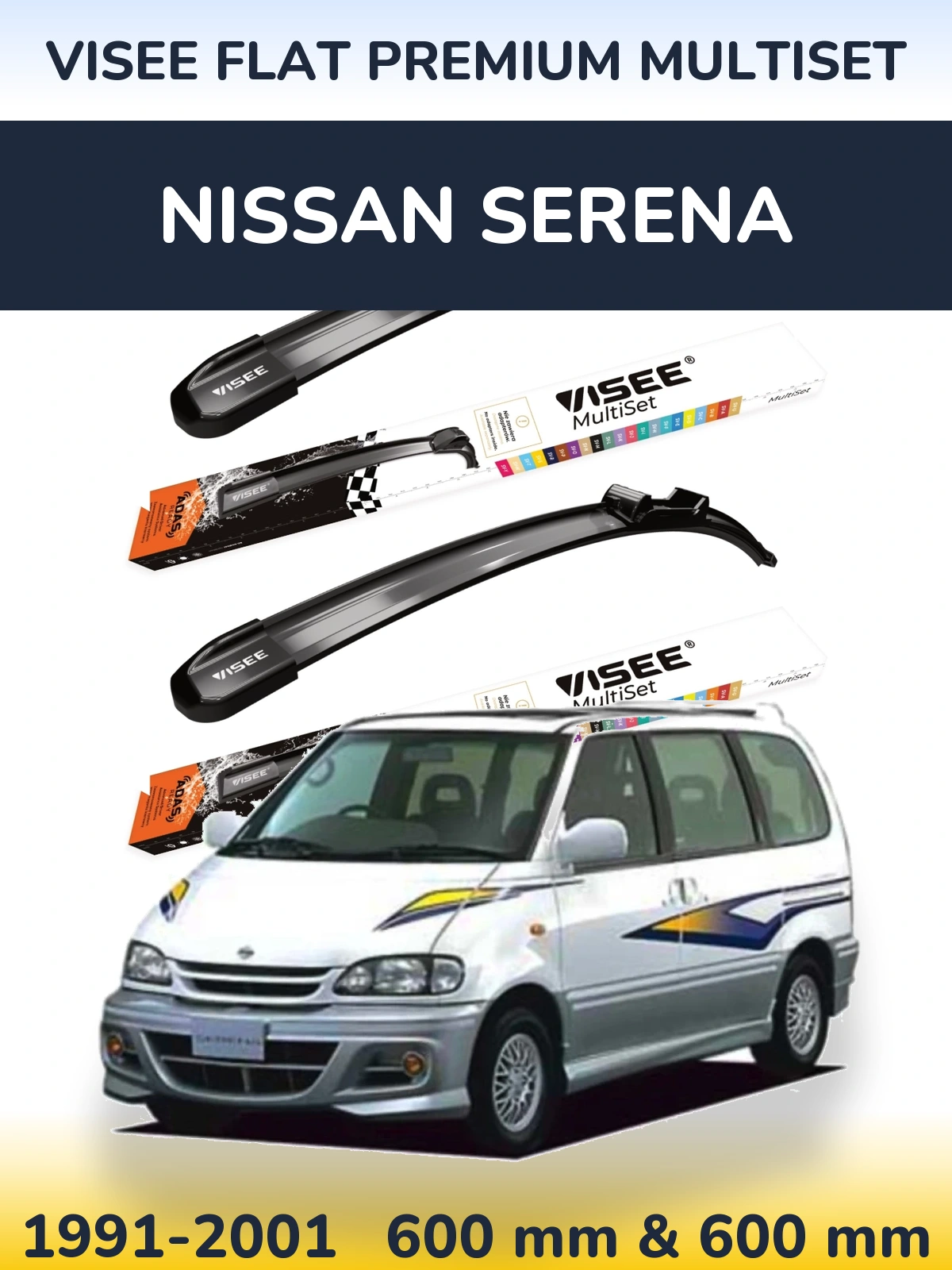 Torkarblad VISEE FLAT PREMIUM MultiSet för Nissan Serena