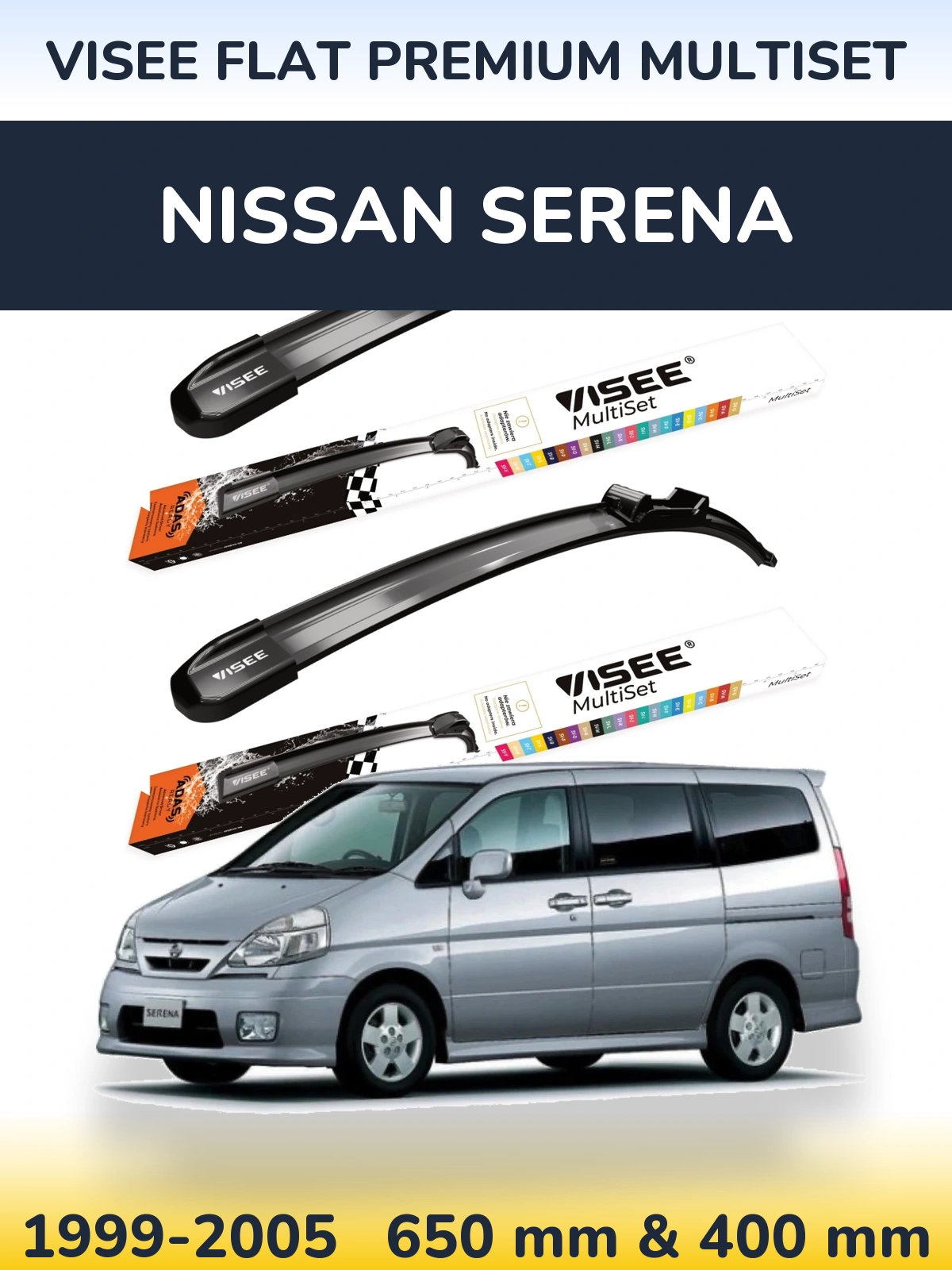 Torkarblad VISEE FLAT PREMIUM MultiSet för Nissan Serena