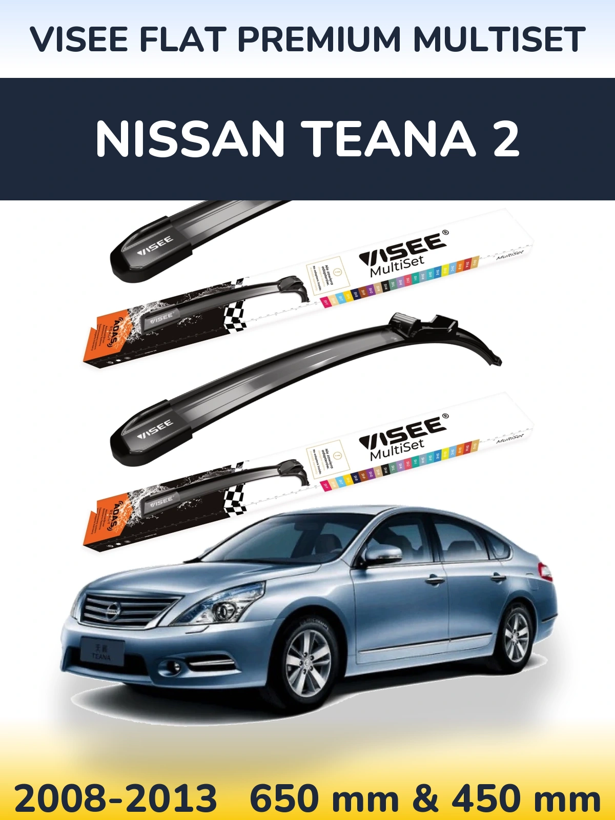 Torkarblad VISEE FLAT PREMIUM MultiSet för Nissan Teana 2