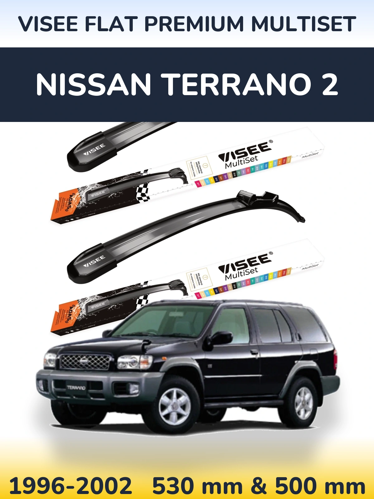 Torkarblad VISEE FLAT PREMIUM MultiSet för Nissan Terrano 2