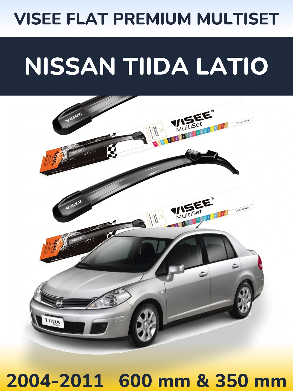 Torkarblad VISEE FLAT PREMIUM MultiSet för Nissan Tiida Latio