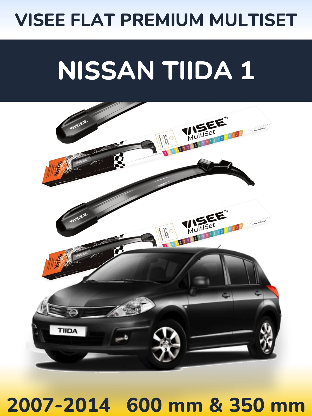 Torkarblad VISEE FLAT PREMIUM MultiSet för Nissan Tiida 1
