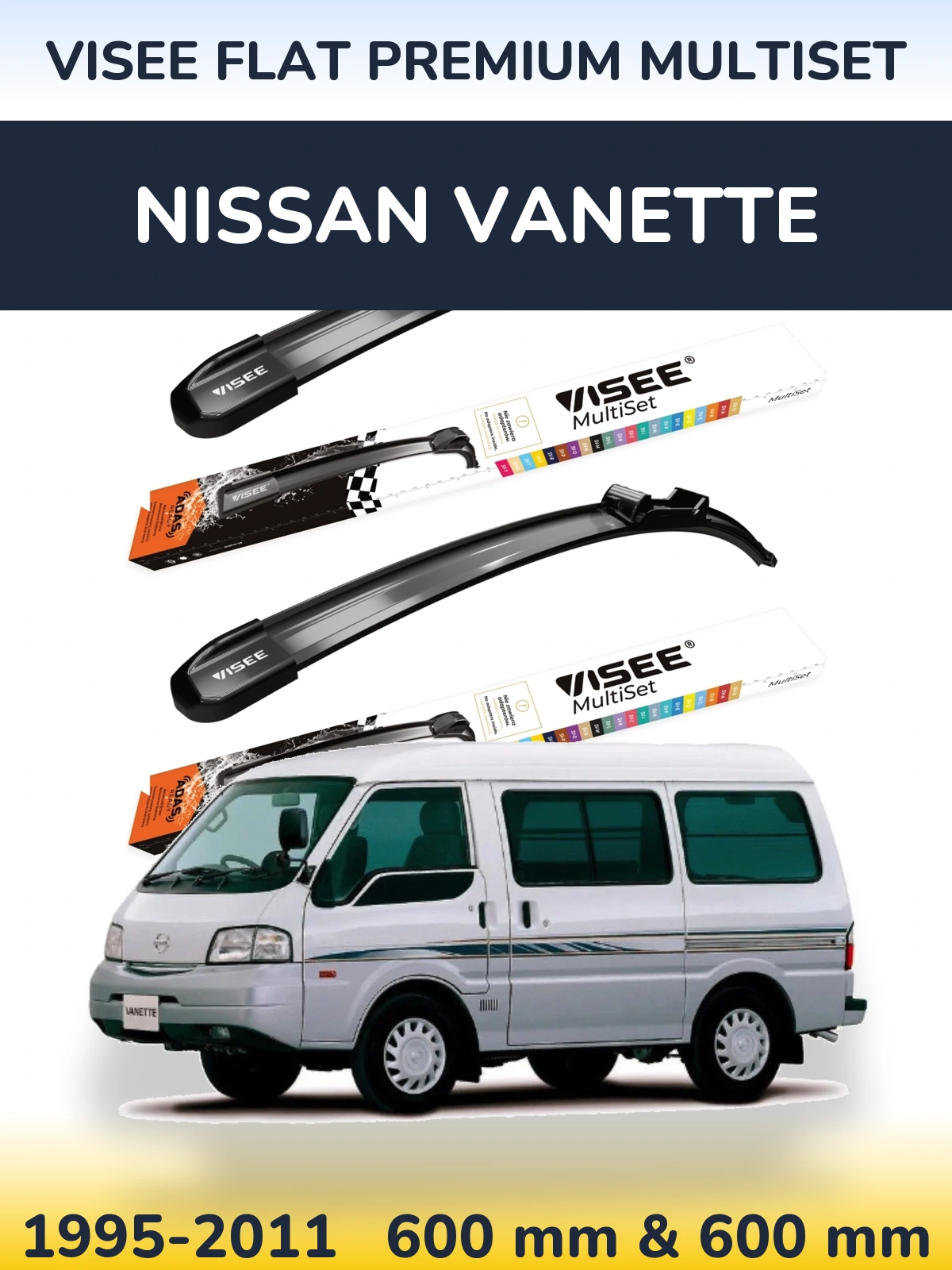 Torkarblad VISEE FLAT PREMIUM MultiSet för Nissan Vanette
