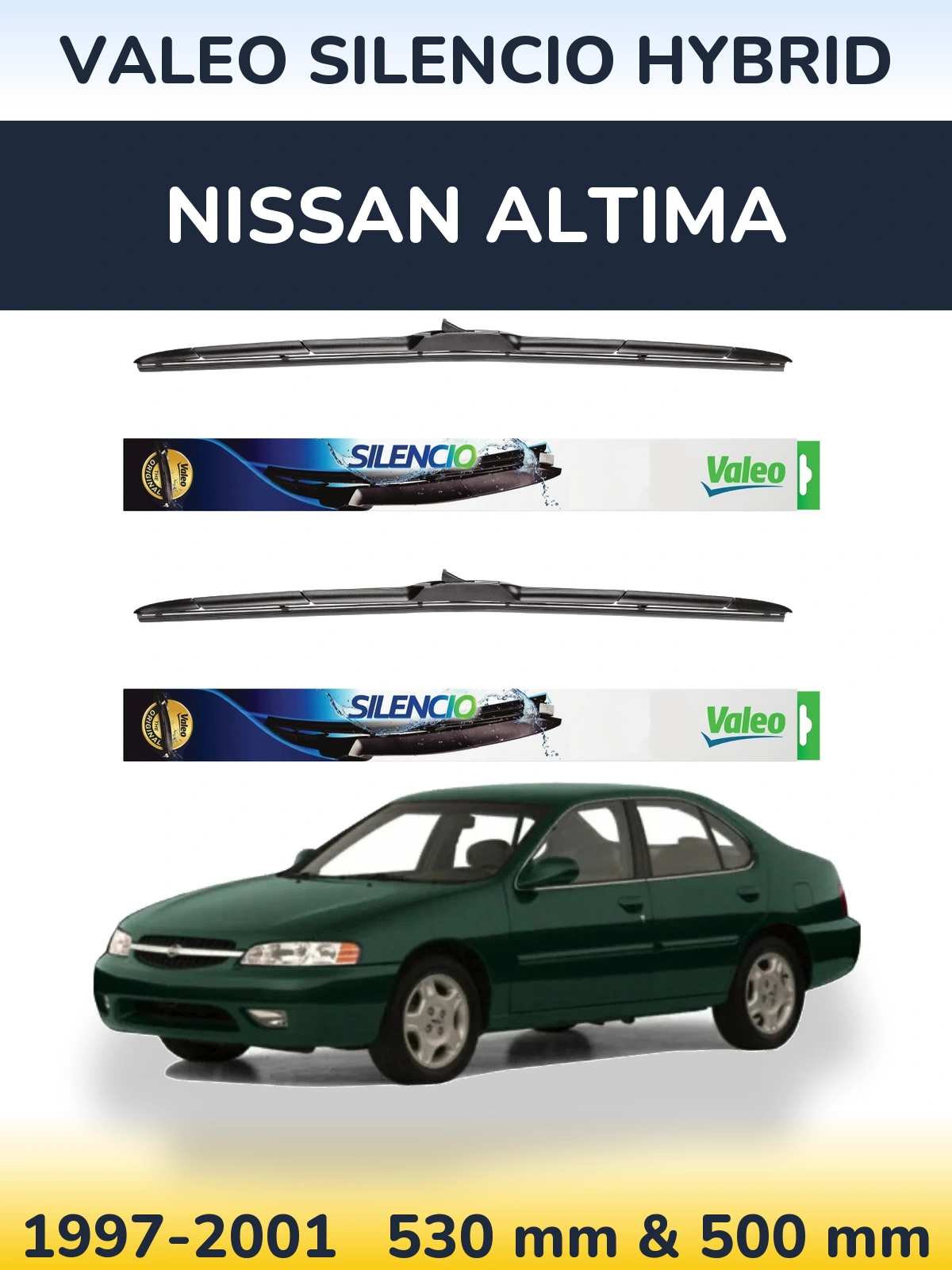 Комплект передних дворников Valeo Silencio Hybrid 530 & 500 мм для Nissan Altima 1997-2001