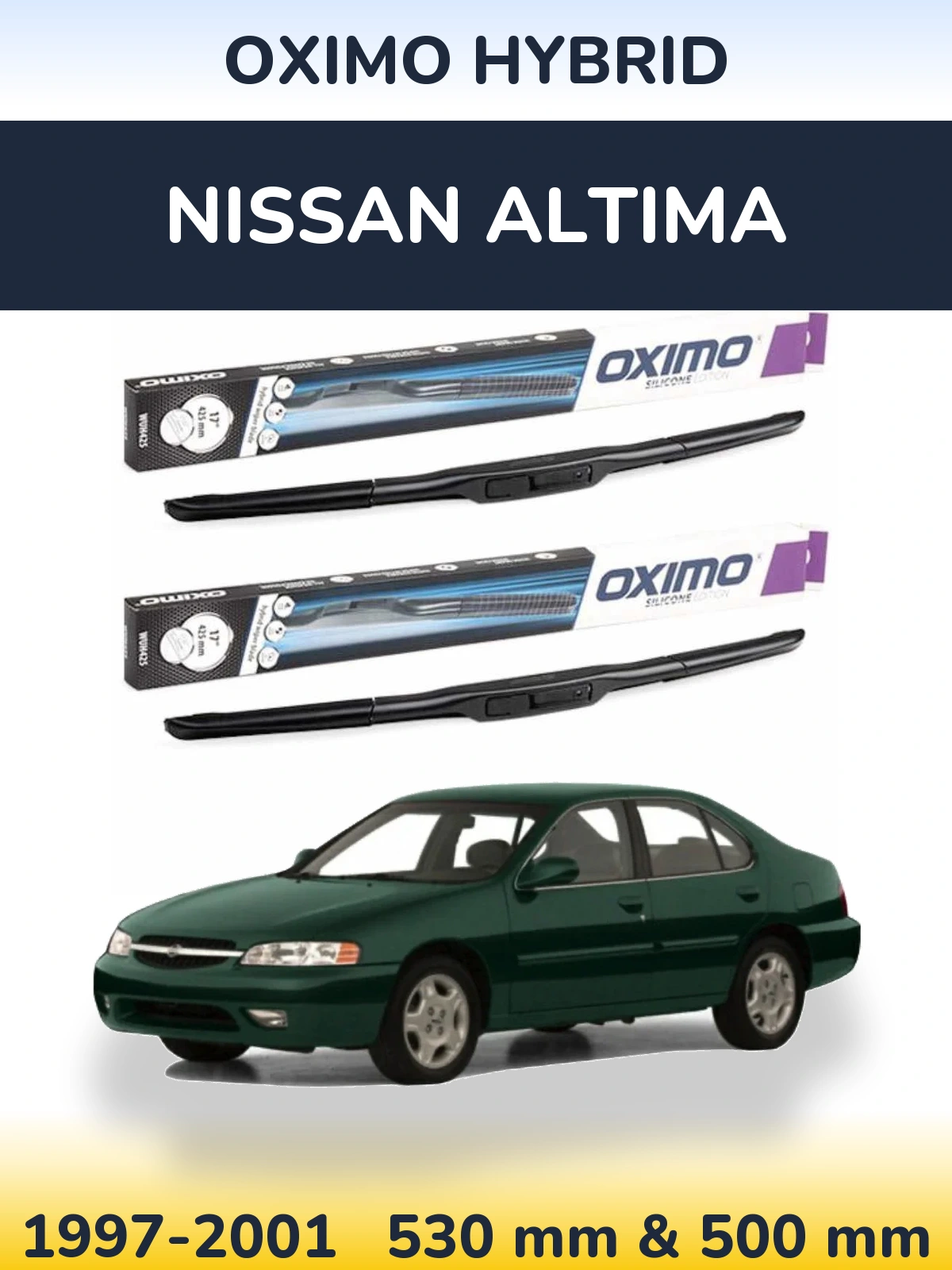 Комплект передних дворников Oximo Hybrid 530 & 500 мм для Nissan Altima 1997-2001
