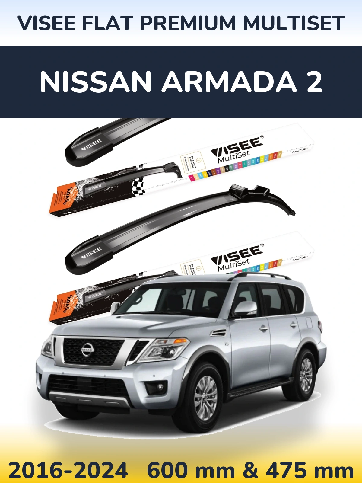 Torkarblad VISEE FLAT PREMIUM MultiSet för Nissan Armada 2