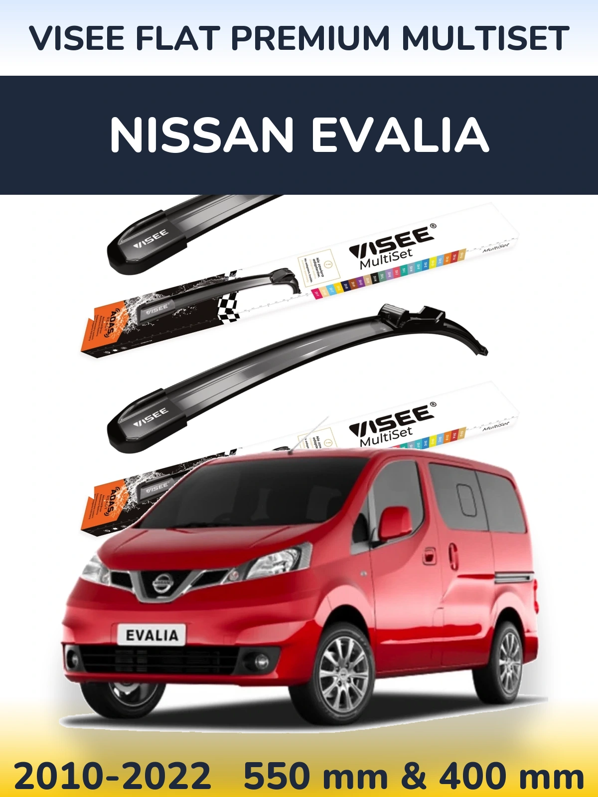 Torkarblad VISEE FLAT PREMIUM MultiSet för Nissan Evalia