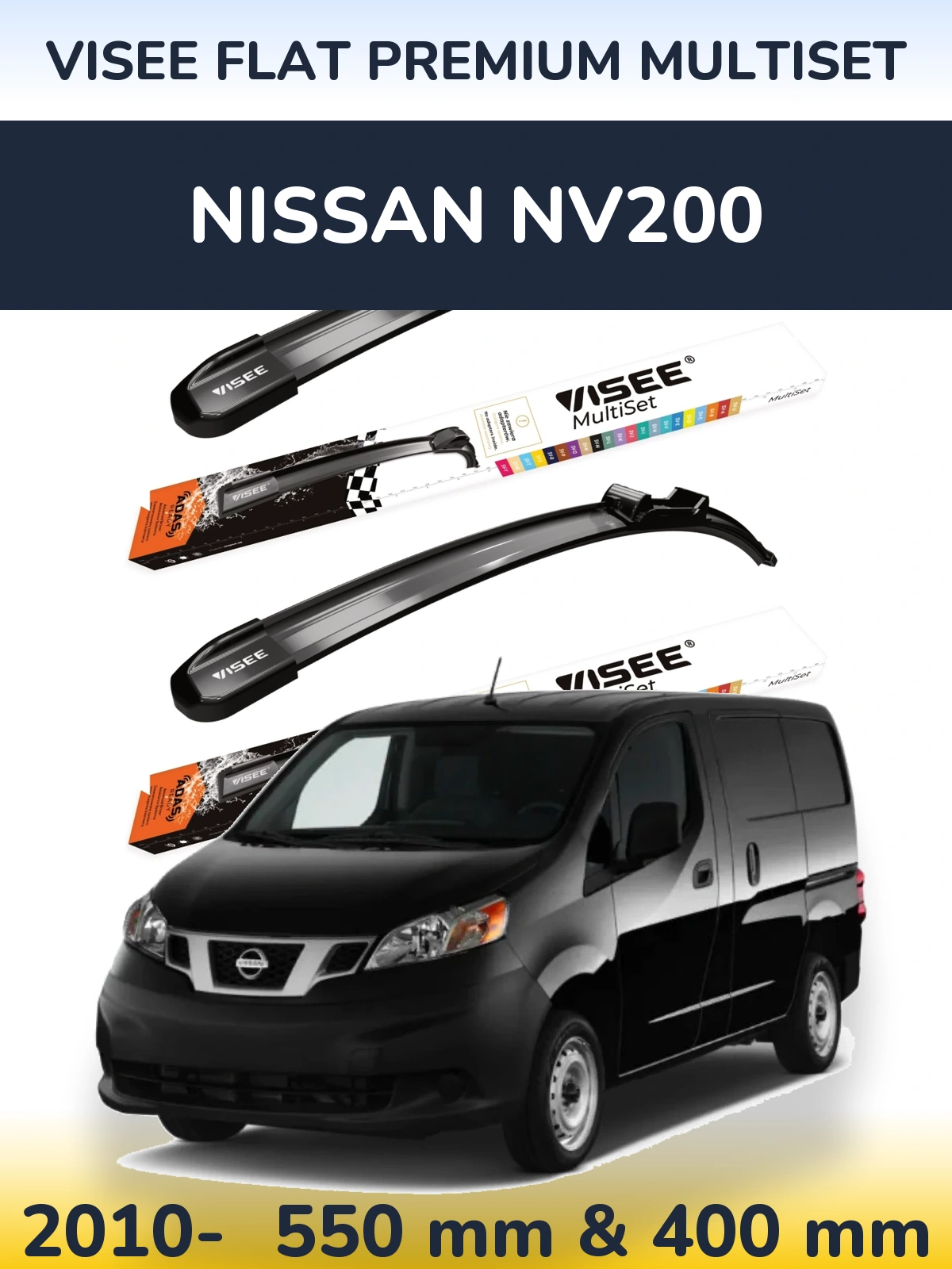 Torkarblad VISEE FLAT PREMIUM MultiSet för Nissan NV200