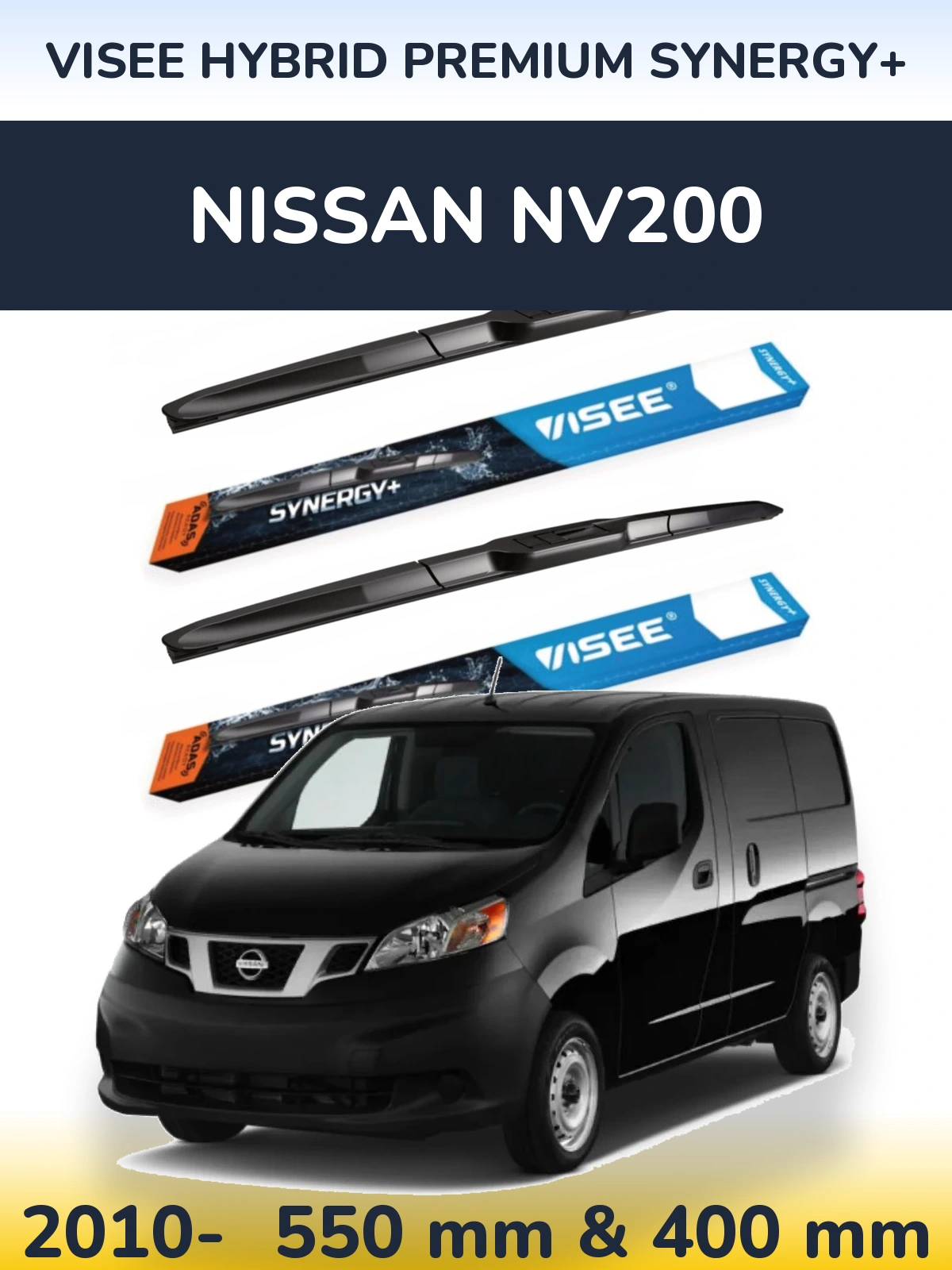 Комплект передних дворников VISEE HYBRID PREMIUM SYNERGY+ 550 & 400 мм для Nissan NV200 2010-2026