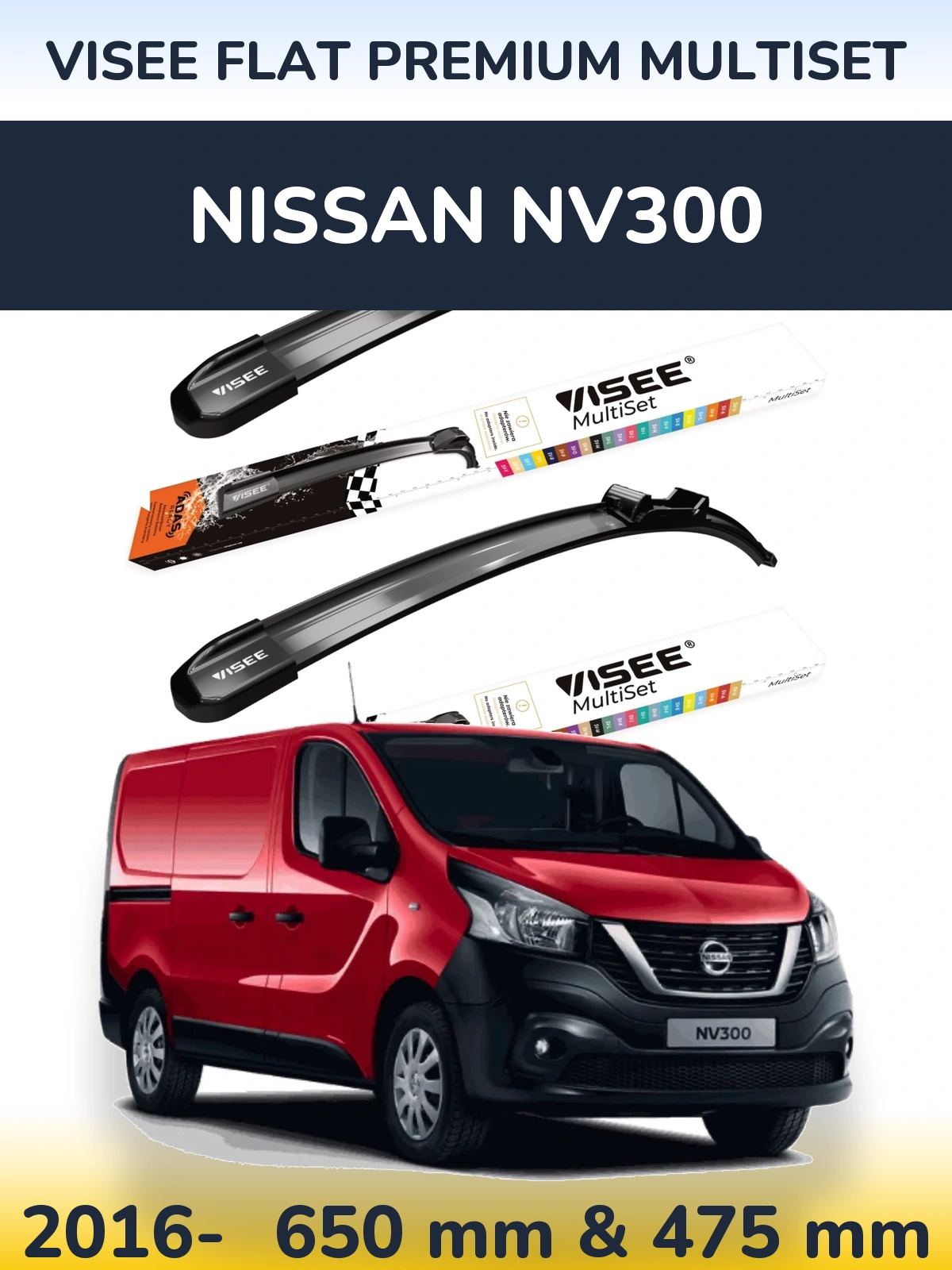 Torkarblad VISEE FLAT PREMIUM MultiSet för Nissan NV300