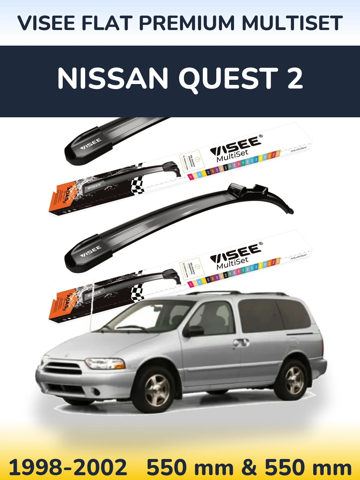 Torkarblad VISEE FLAT PREMIUM MultiSet för Nissan Quest 2