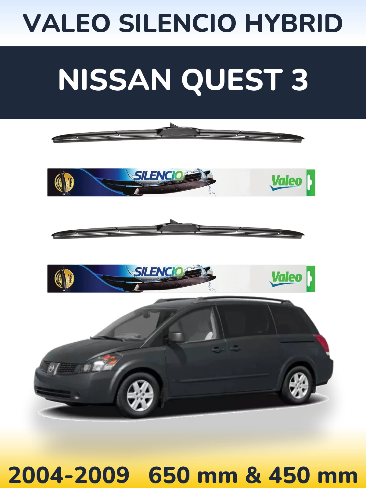 Torkarblad Valeo Silencio Hybrid för Nissan Quest 3