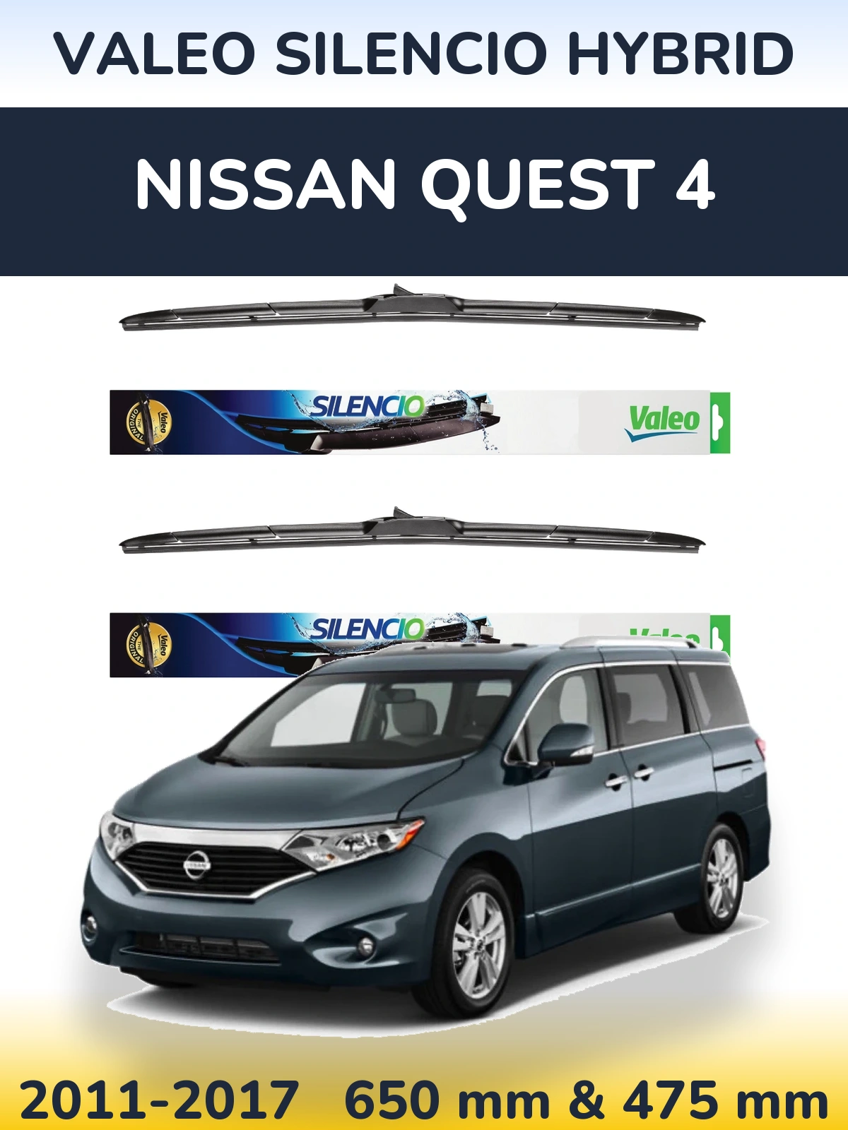 Torkarblad Valeo Silencio Hybrid för Nissan Quest 4
