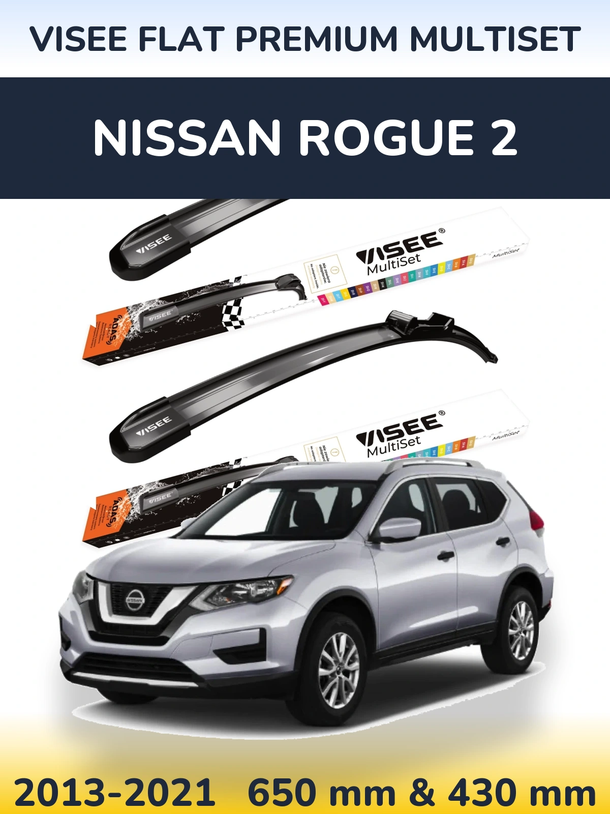Torkarblad VISEE FLAT PREMIUM MultiSet för Nissan Rogue 2
