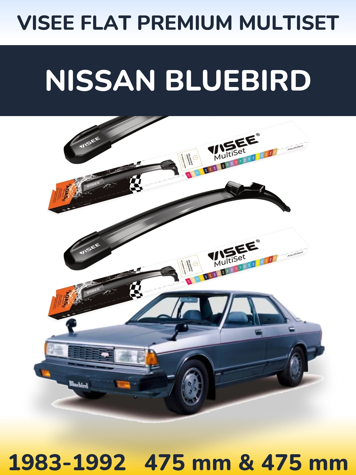 Torkarblad VISEE FLAT PREMIUM MultiSet för Nissan Bluebird