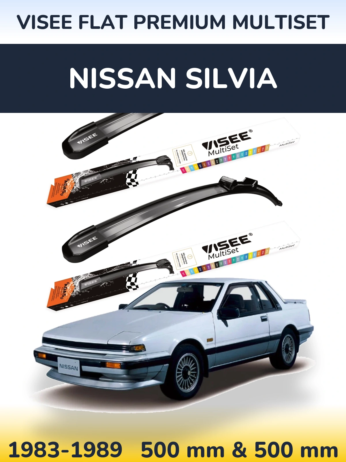 Torkarblad VISEE FLAT PREMIUM MultiSet för Nissan Silvia