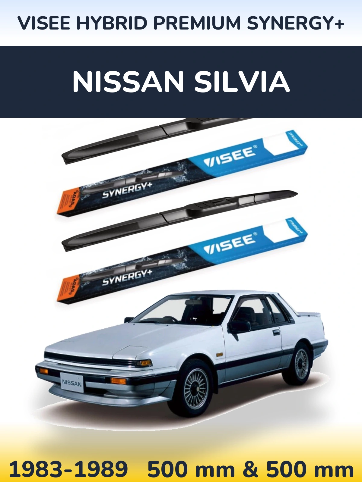 Комплект передніх щіток VISEE HYBRID PREMIUM SYNERGY+ 500 & 500 мм для Nissan Silvia 1983-1989