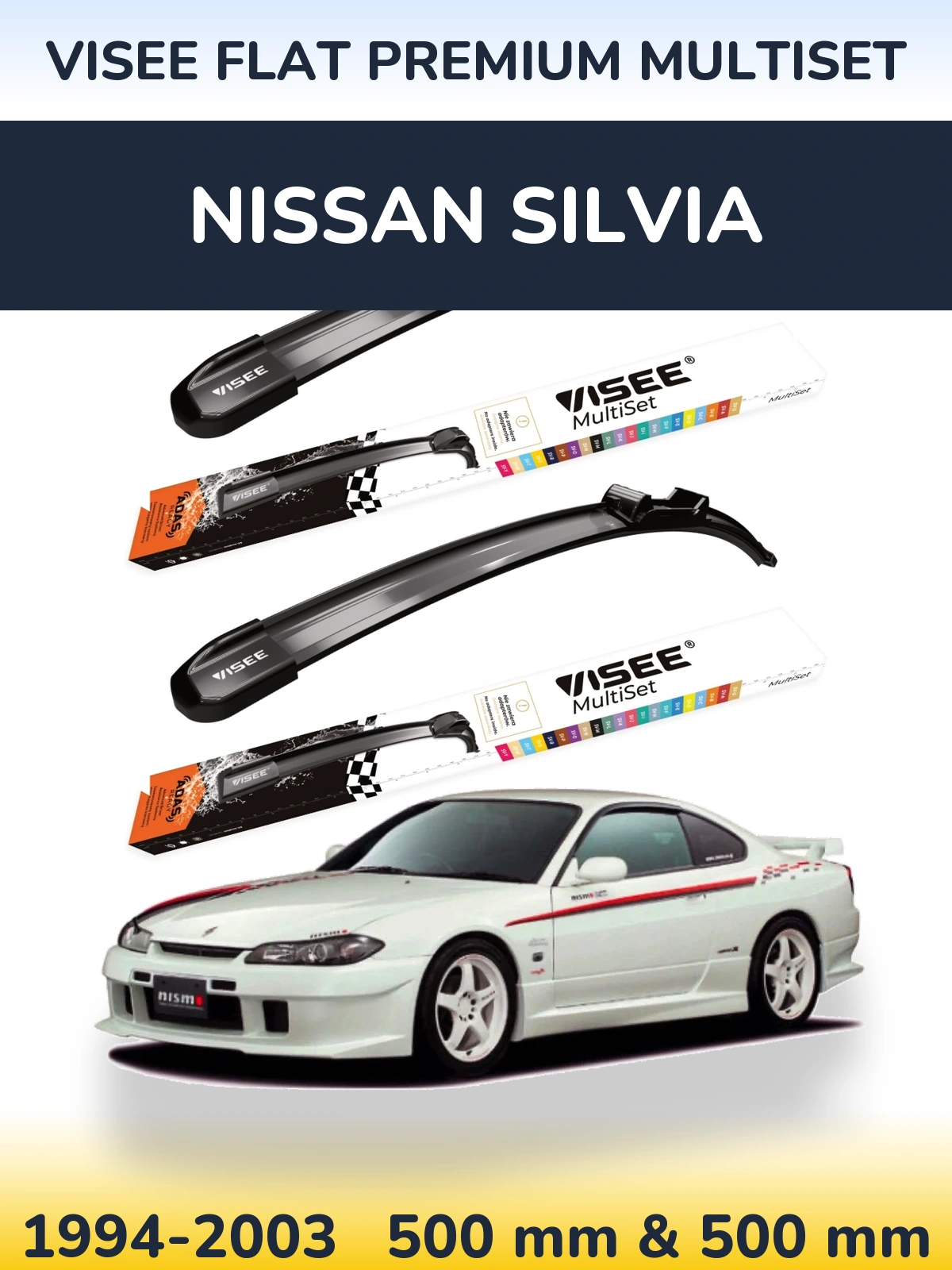 Torkarblad VISEE FLAT PREMIUM MultiSet för Nissan Silvia