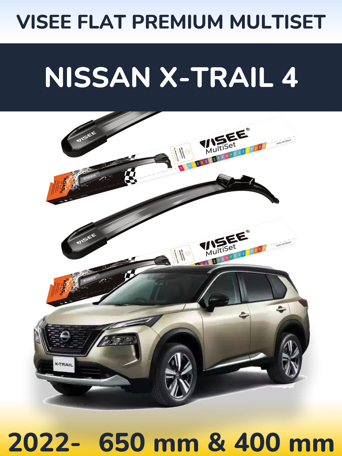 Torkarblad VISEE FLAT PREMIUM MultiSet för Nissan X-Trail 4