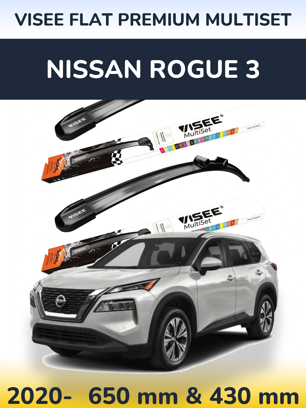 Torkarblad VISEE FLAT PREMIUM MultiSet för Nissan Rogue 3