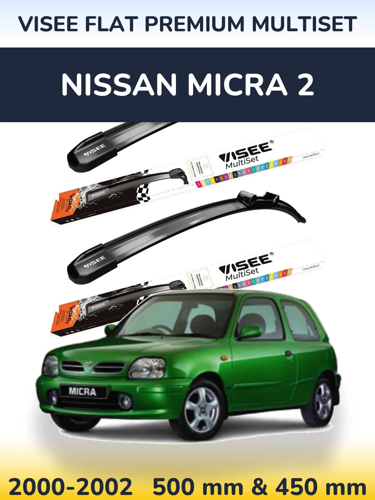 Torkarblad VISEE FLAT PREMIUM MultiSet för Nissan Micra 2