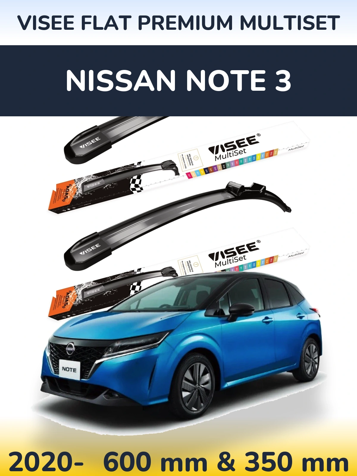 Torkarblad VISEE FLAT PREMIUM MultiSet för Nissan Note 3