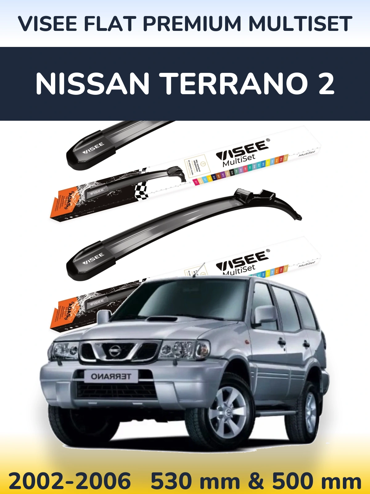 Torkarblad VISEE FLAT PREMIUM MultiSet för Nissan Terrano 2